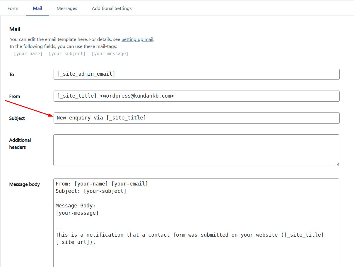 Configuration Error: Possible Empty Field in Mail Subject or Body