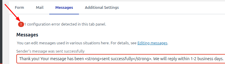Configuration Error: HTML Tags Used in a Message